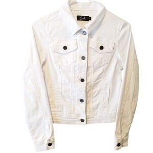 Earl Jean Denim Jacket Classic Button Down Jean Jacket White Size XS